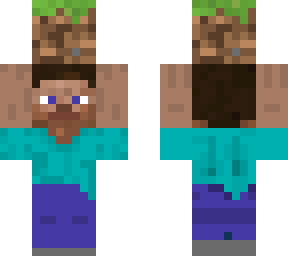 steve holding grass block