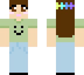 cute flower head band with smile face shirt and jeans girl :>