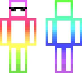 rainbow outline with pixel glasses