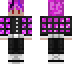 demon slayer with pink hair and horns