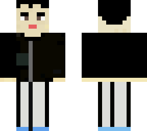 guy with black jacket and white pants