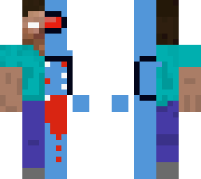 half herobrine half  amoug us imposter cyan