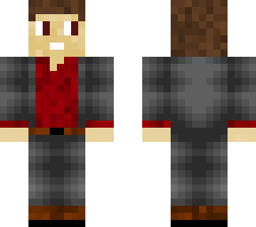 gray suit red shirt