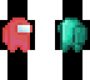 red and cyan amogus