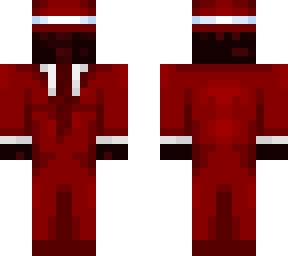 red suit dark red face and hat