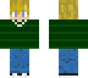 blonde boy with jeans green shirt