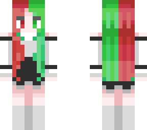 red, green hair apple girl
