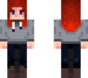 red hair gray hoodie