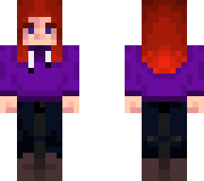 red hair purple hoodie