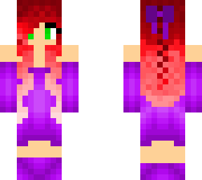 purple dress, red hair. my own design except the hair.