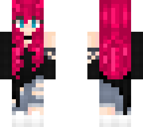 cute black and pink hair girl