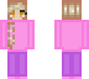 cute pink sweatshirt and purple sweat pants and pink slippers