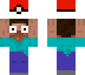 steve with a pokball on his head