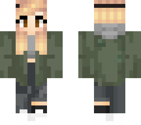 blonde with green jacket