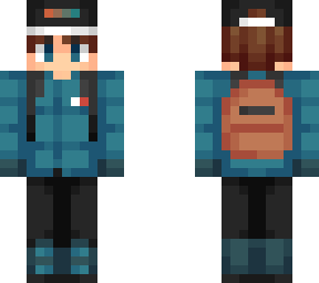 aidan foley - winter outfit with black cap and backpack