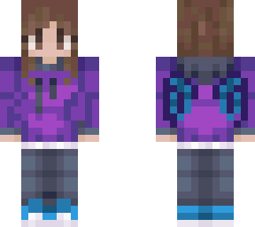purple girl hoodie and dragon wings | Minecraft Skin