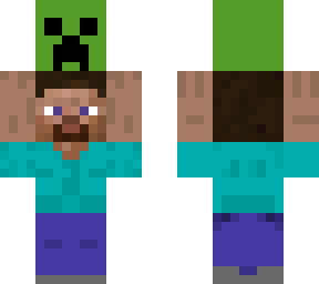 steve carrying an icon of a creeper