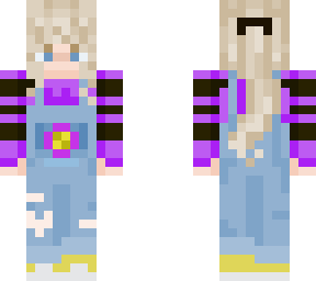 blond girl in purple overalls v 2