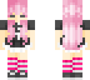 pink hair black dress<3