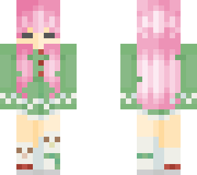 pink hair green winter outfits<3