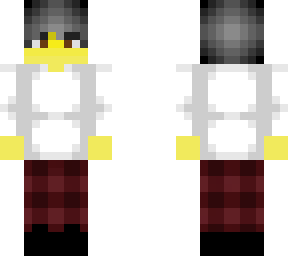 male - white shirt - plaid pants - black shoes