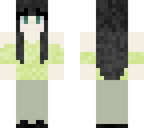feminine green outfit long hair