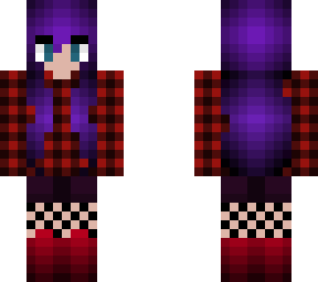 red and black flannel w/ purple hair
