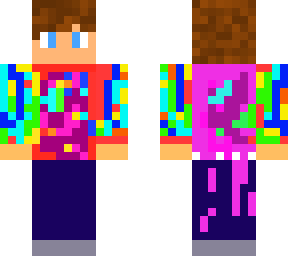 boy with a tie-dye shirt/glitched long hair