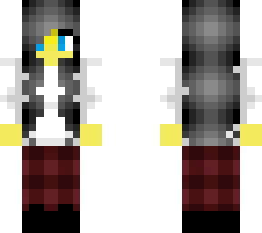 female - white shirt - plaid pants - black shoes