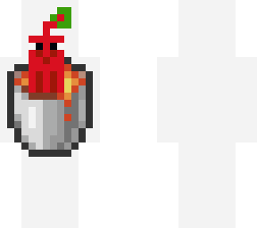 red pikmin in a lava bucket