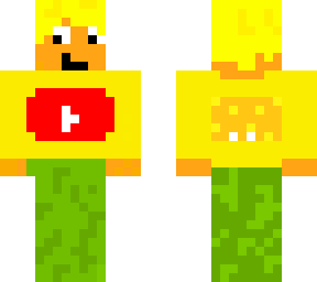 orange man with yellow hair with youtube logo on t-shirt