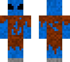 blue alien with clothes