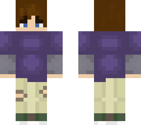 purple shirt grey undershirt