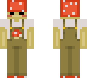 mushroom wearing overalls