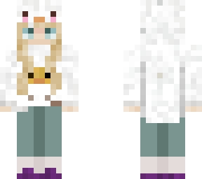 blonde girl in white duck hoodie