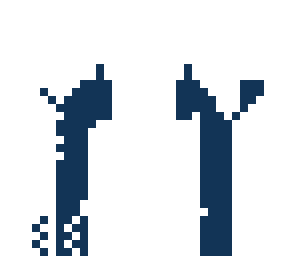 white & navy blue gown