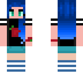 blue girl with rose shirt.