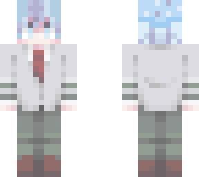 blue haired school boy