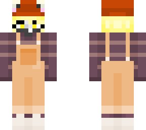 orange overalls red hat
