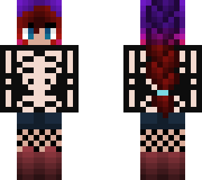 purple to red french braid w/ skeleton hoodie