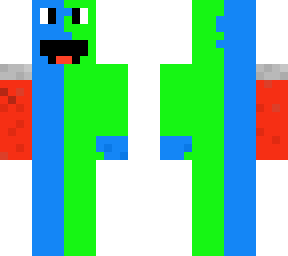 green and robotic blue guy