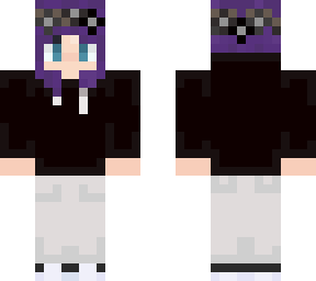 purple hair and black hoodie