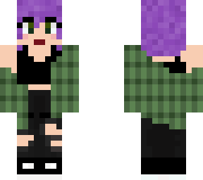 purple haired girl with outfit