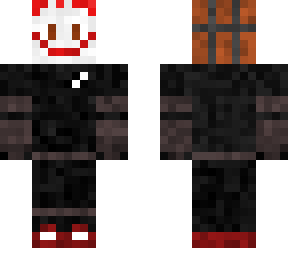 black and red skin with a smiling mask.