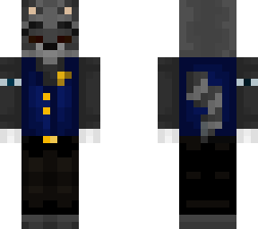 neutral raccoon in a blue formal vest