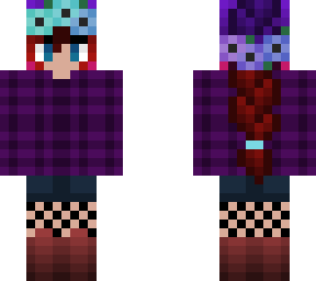 purple to red french braid w/ flannel and flower crown