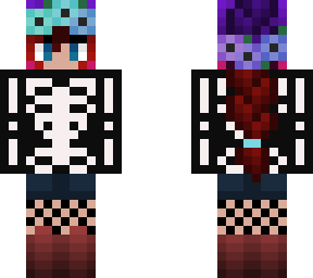 purple to red french braid w/ skeleton hoodie and flower crown