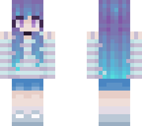 cute girl with blue and purple hair