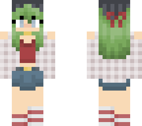 girl wearing jean skirt