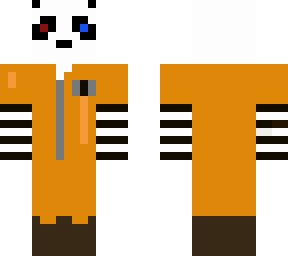 blue and red panda eye bear skin wearing a prison suit